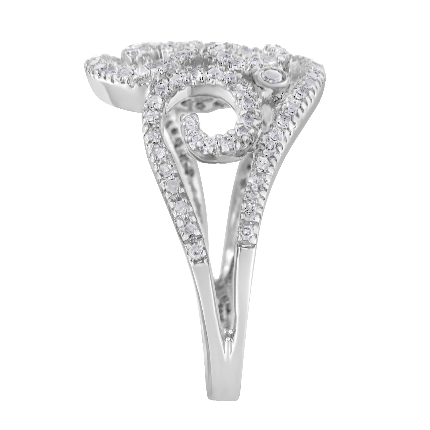 14K White Gold Round Cut Diamond Cluster Ring (1/2 cttw SI1-SI2 Clarity H-I