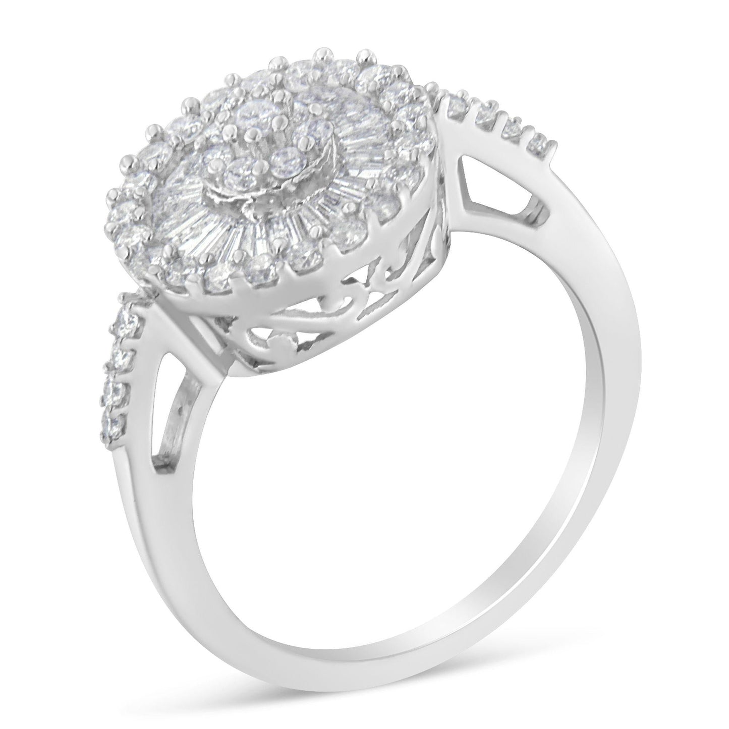 10KT White Gold Diamond Cocktail Ring (1 cttw H-I Color SI2-I1 Clarity) - 7