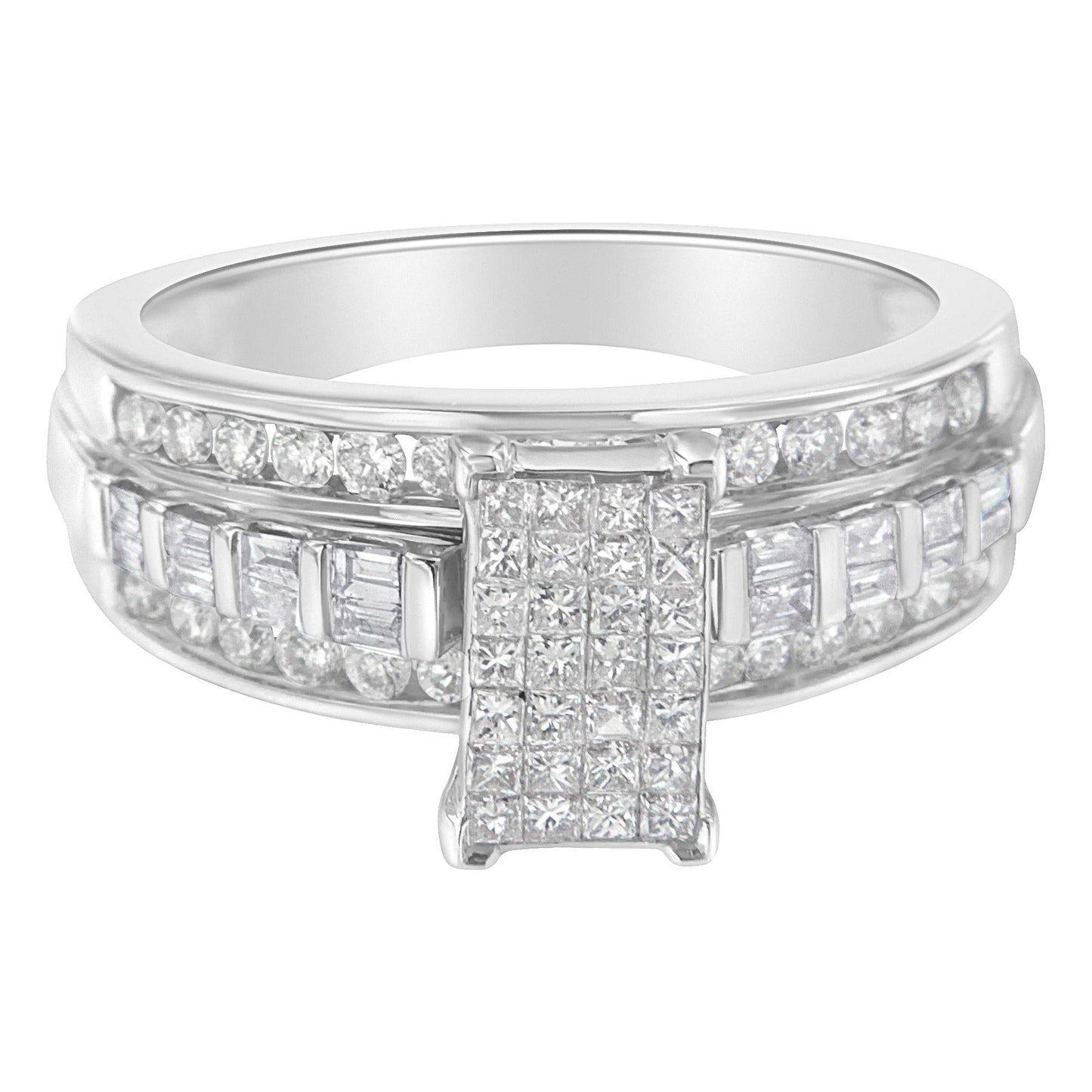 10KT White Gold Diamond Composite Ring (1 cttw H-I Color SI2-I1 Clarity) - 7