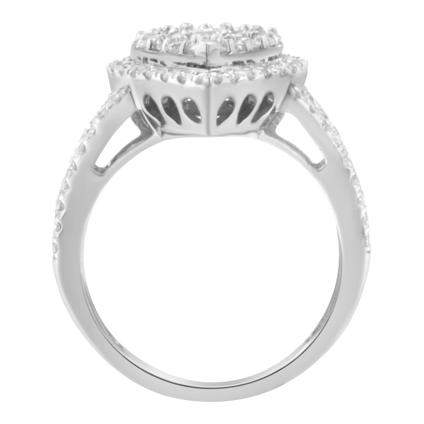 .925 Sterling Silver Diamond Cluster Ring (1 1/2 Cttw H-I Color I1-I2 Clarity)