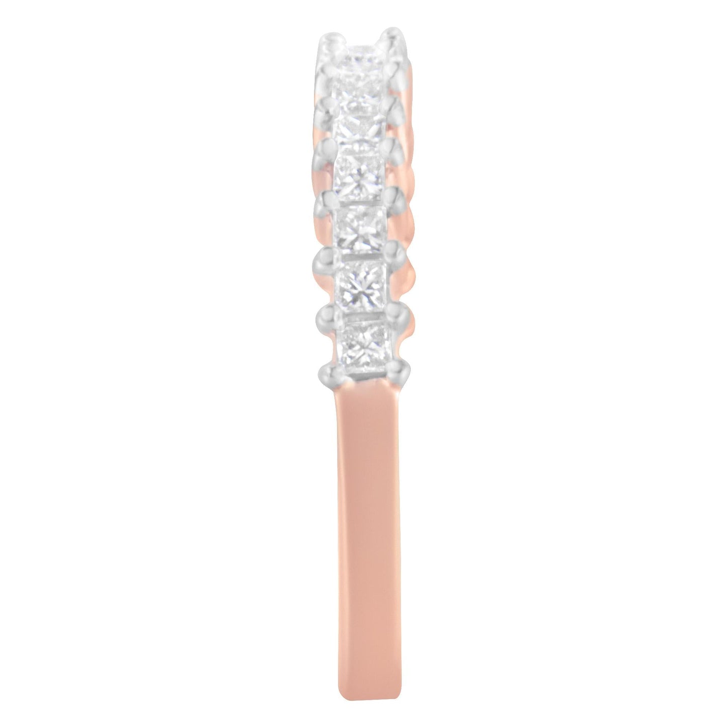 10K Rose Gold Flashed.925 Sterling Silver Diamond Band Ring (1/2 Cttw J-K Color