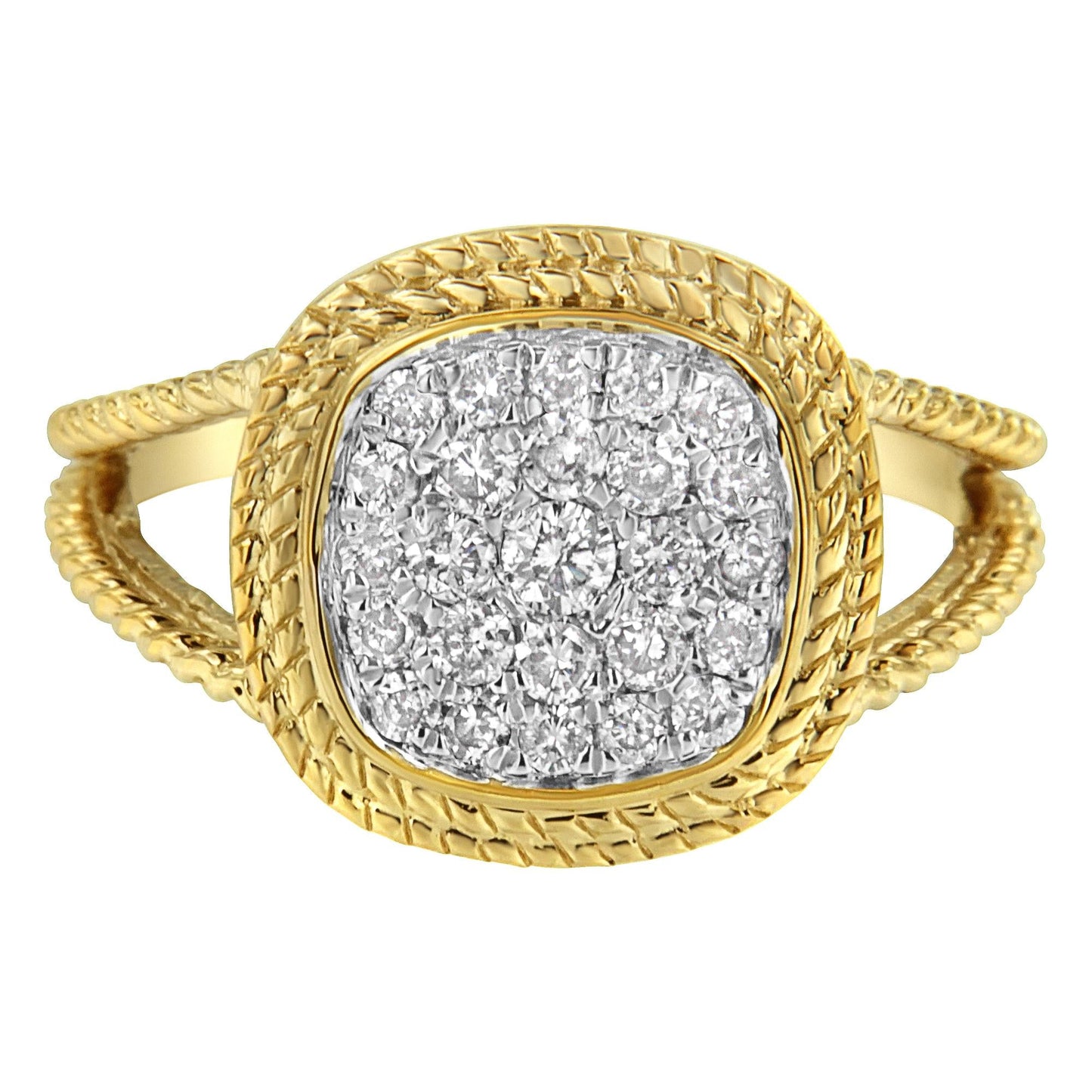 10K Yellow Gold Plated.925 Sterling Silver 1/2 Cttw Diamond Square Cushion