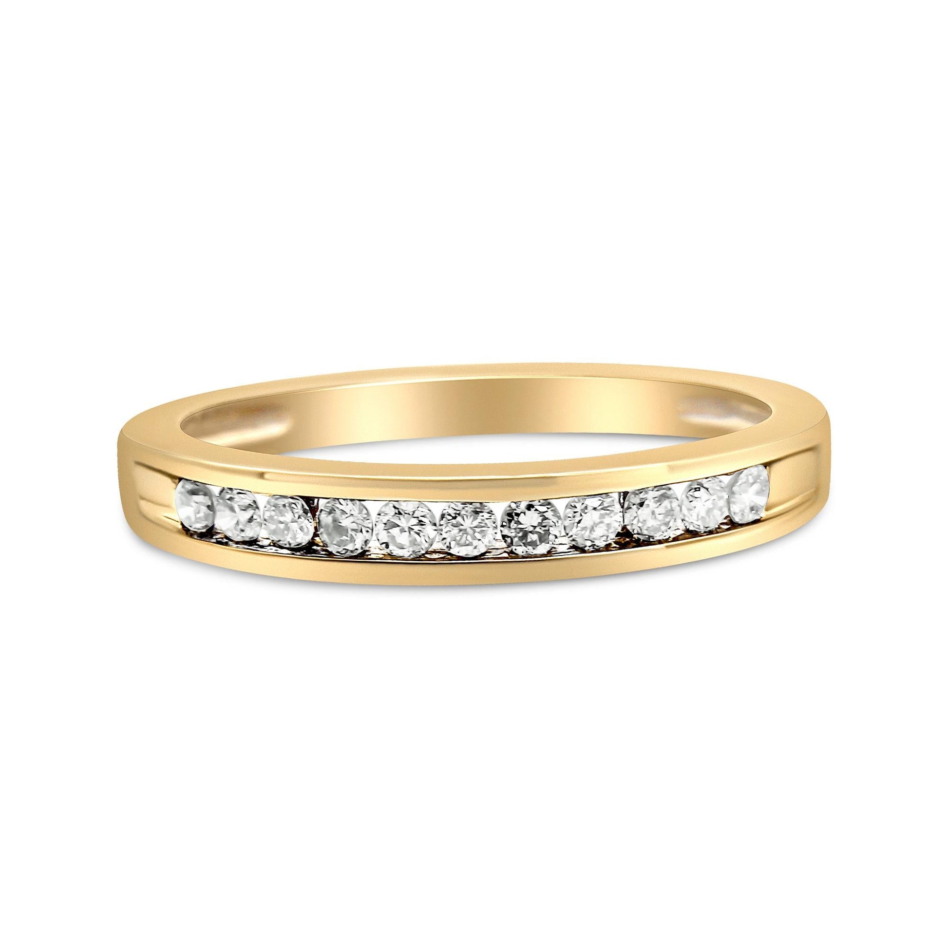 IGI Certified 1/4 Cttw Diamond 10K Yellow Gold Channel Set Band Style Ring (J-K