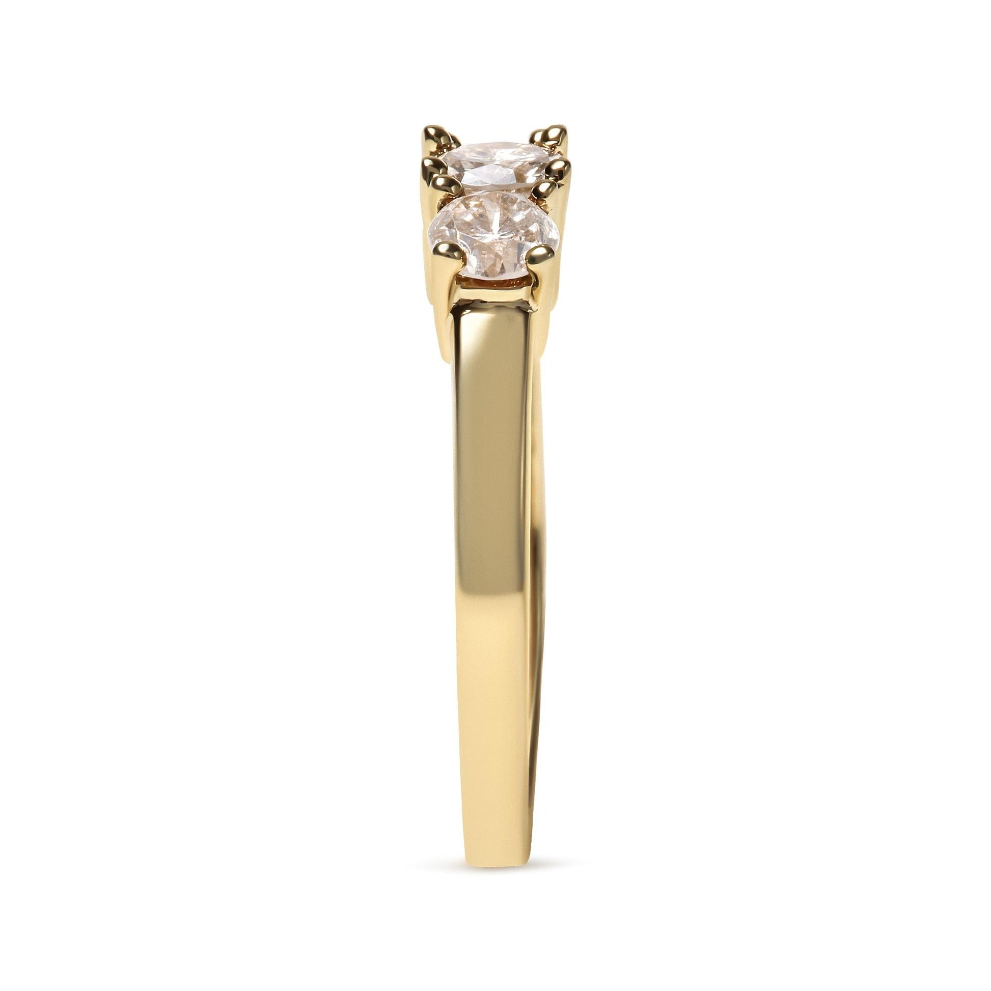 10K Yellow Gold 1.00 Cttw Champagne Diamond 3-Stone Band Ring (J-K Color I1-I2