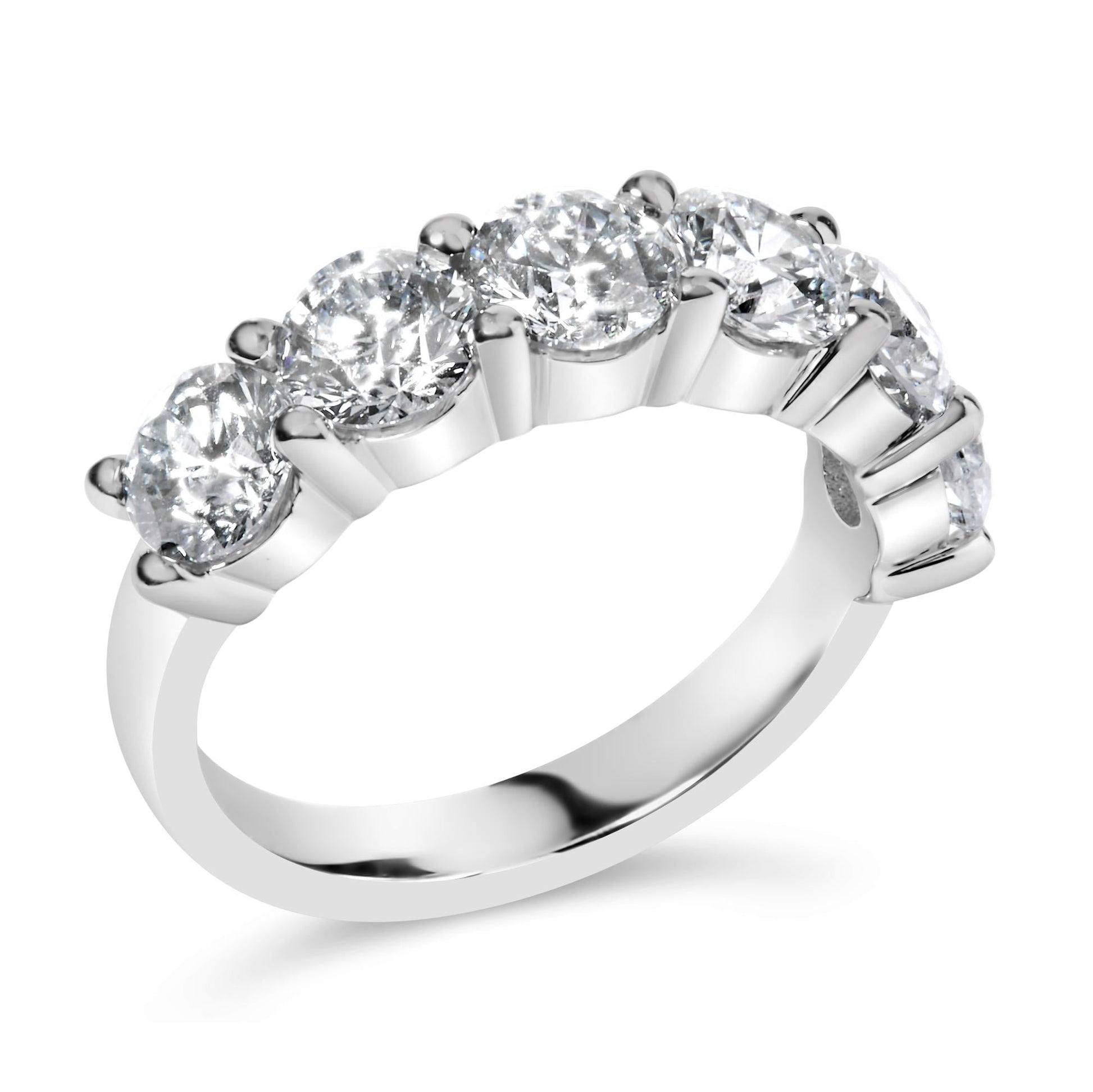 14K White Gold 3.0 Cttw Lab-Grown Diamond Shared Prong Set 6 Stone Band Ring