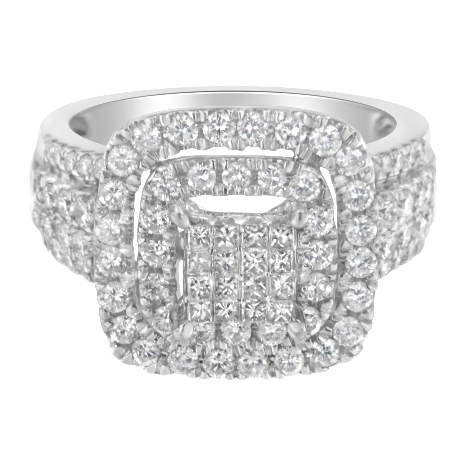 14KT White Gold Diamond Cocktail Ring (1 1/2 cttw H-I Color SI2-I1 Clarity)