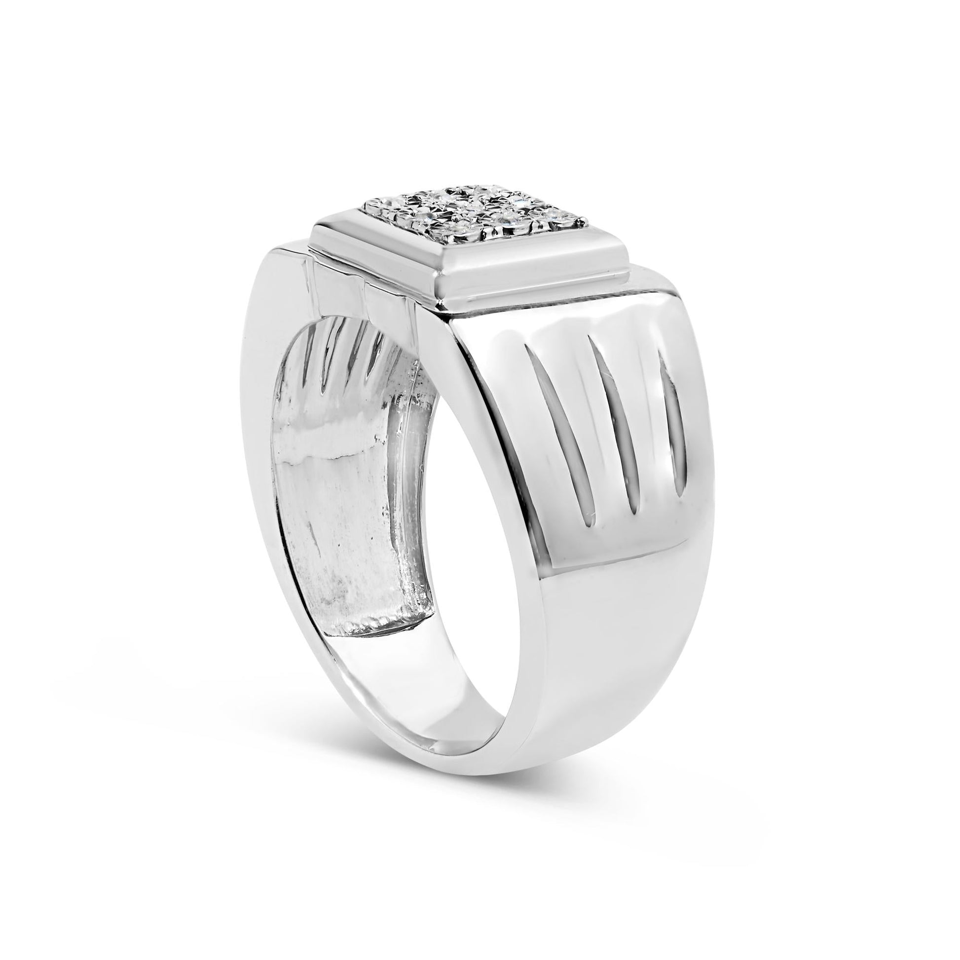 .925 Sterling Silver Diamond Accent Miracle-Set 9 Stone Ridged Band