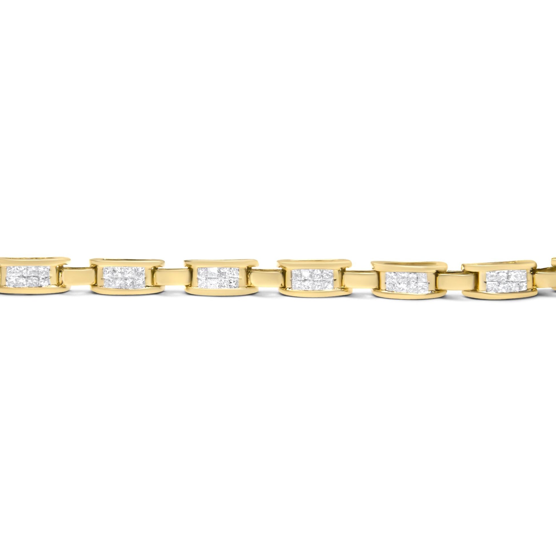 10K Yellow Gold 2.0 Cttw Invisible-Set Princess Cut Diamond Rectangular Link