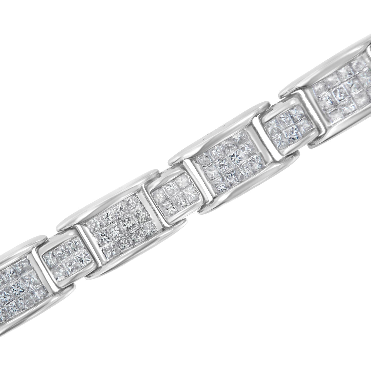 14K White Gold 5.0 Cttw Princess-Cut Diamond Rectangular Alternating Station