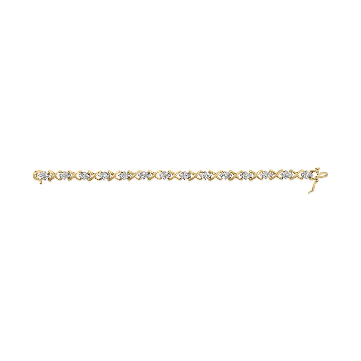 10k Yellow Gold Plated.925 Sterling Silver 2.00 Cttw Round-Cut Diamond Link