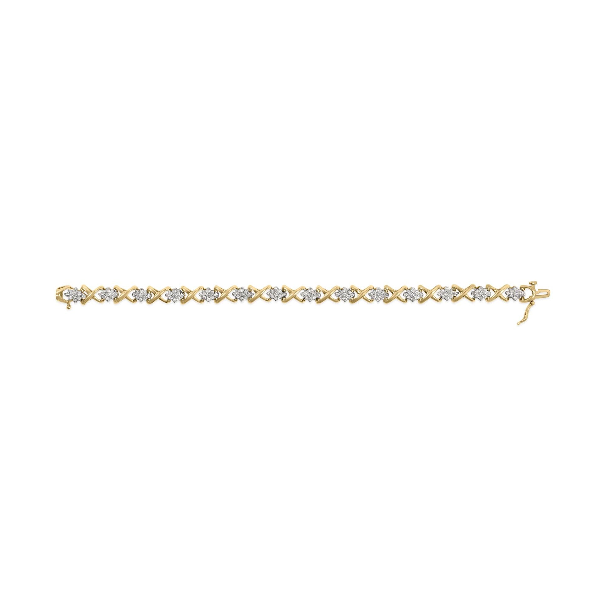 10k Yellow Gold Plated.925 Sterling Silver 2.00 Cttw Round-Cut Diamond Link