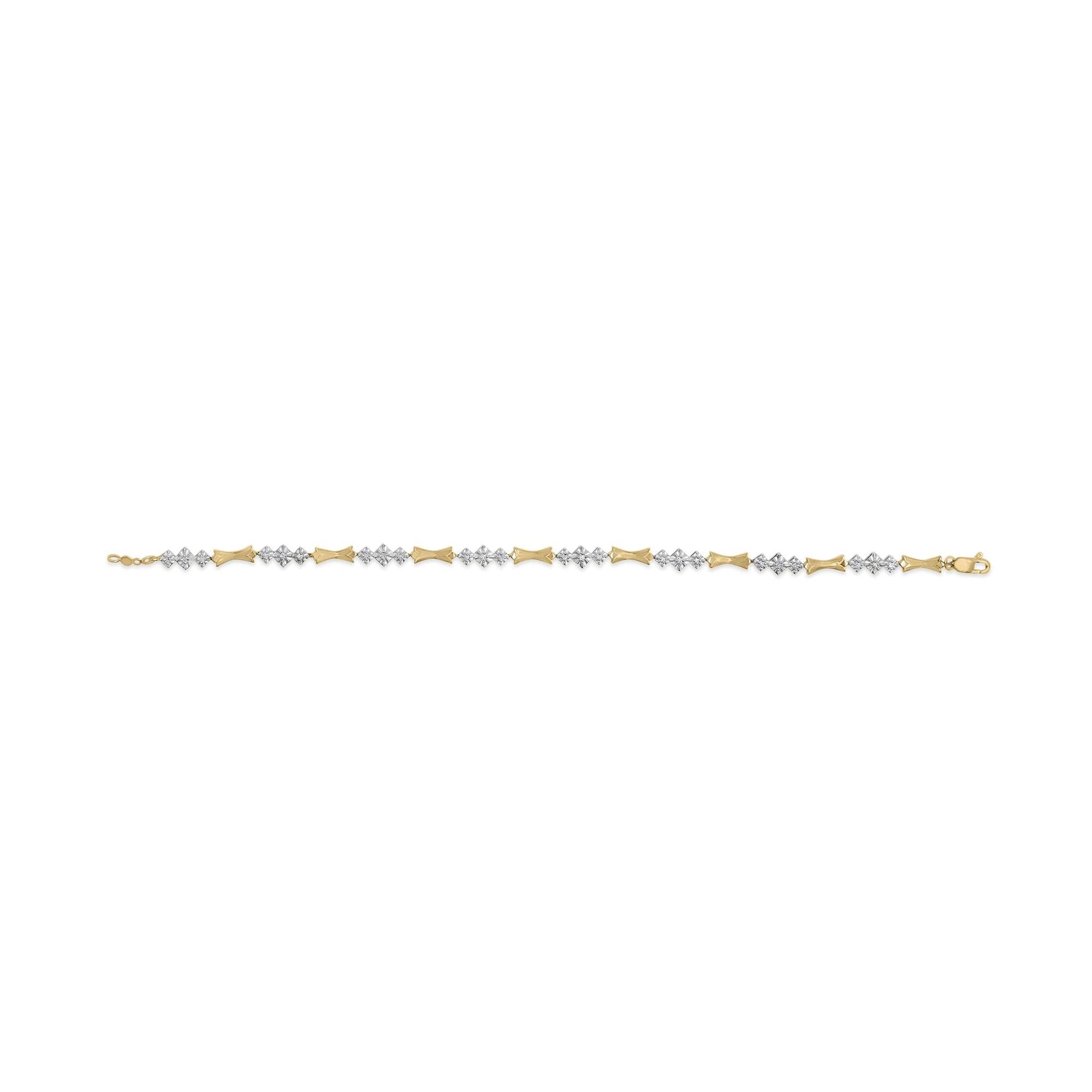 10k Gold 1/3 Cttw Diamond Miracle Set Alternating Bar and Link Bracelet (I-J