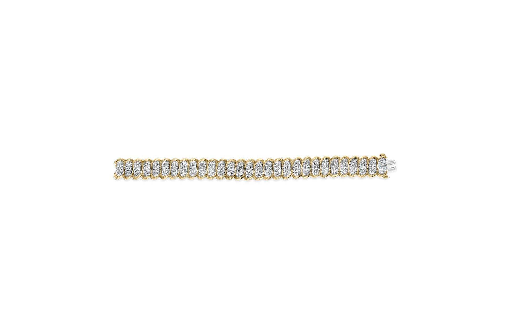 10K Yellow Gold 4.00 Cttw Pave Diamond Classic Link 7’’ Bracelet (I-J Color