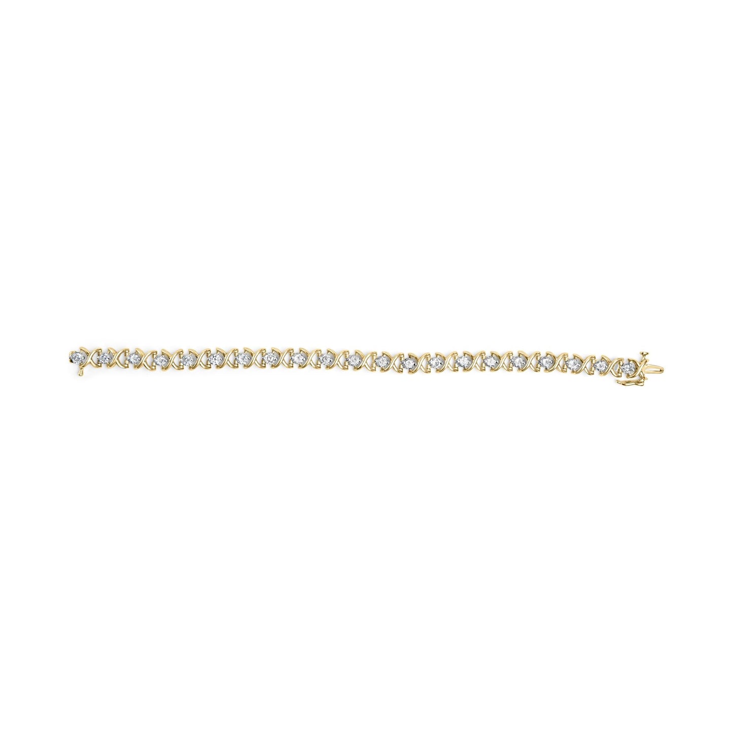 14K Yellow Gold 5.00 Cttw Round-Cut Diamond X-Link 7.5’’ Bracelet (J-K