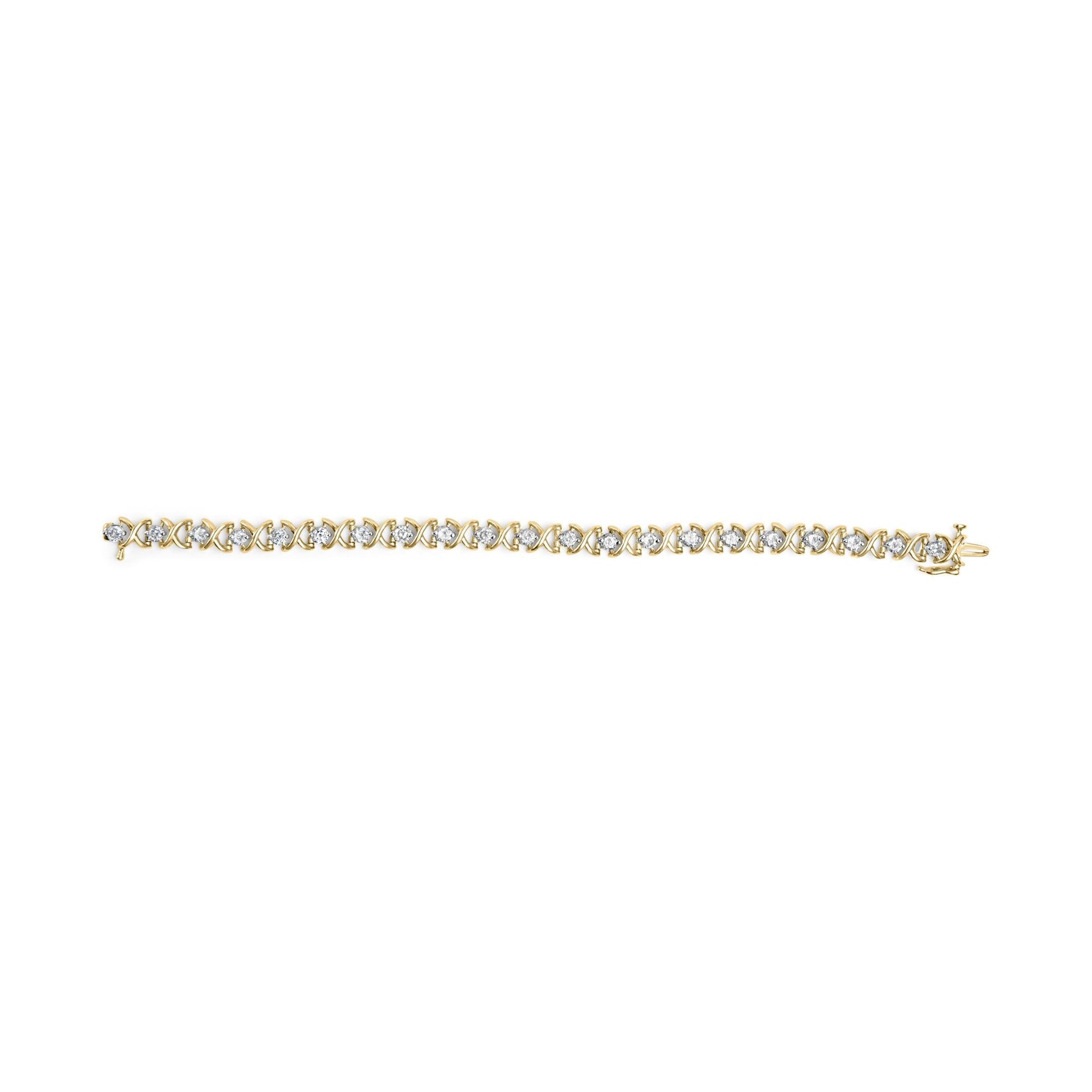 14K Yellow Gold 5.00 Cttw Round-Cut Diamond X-Link 7.5’’ Bracelet (J-K