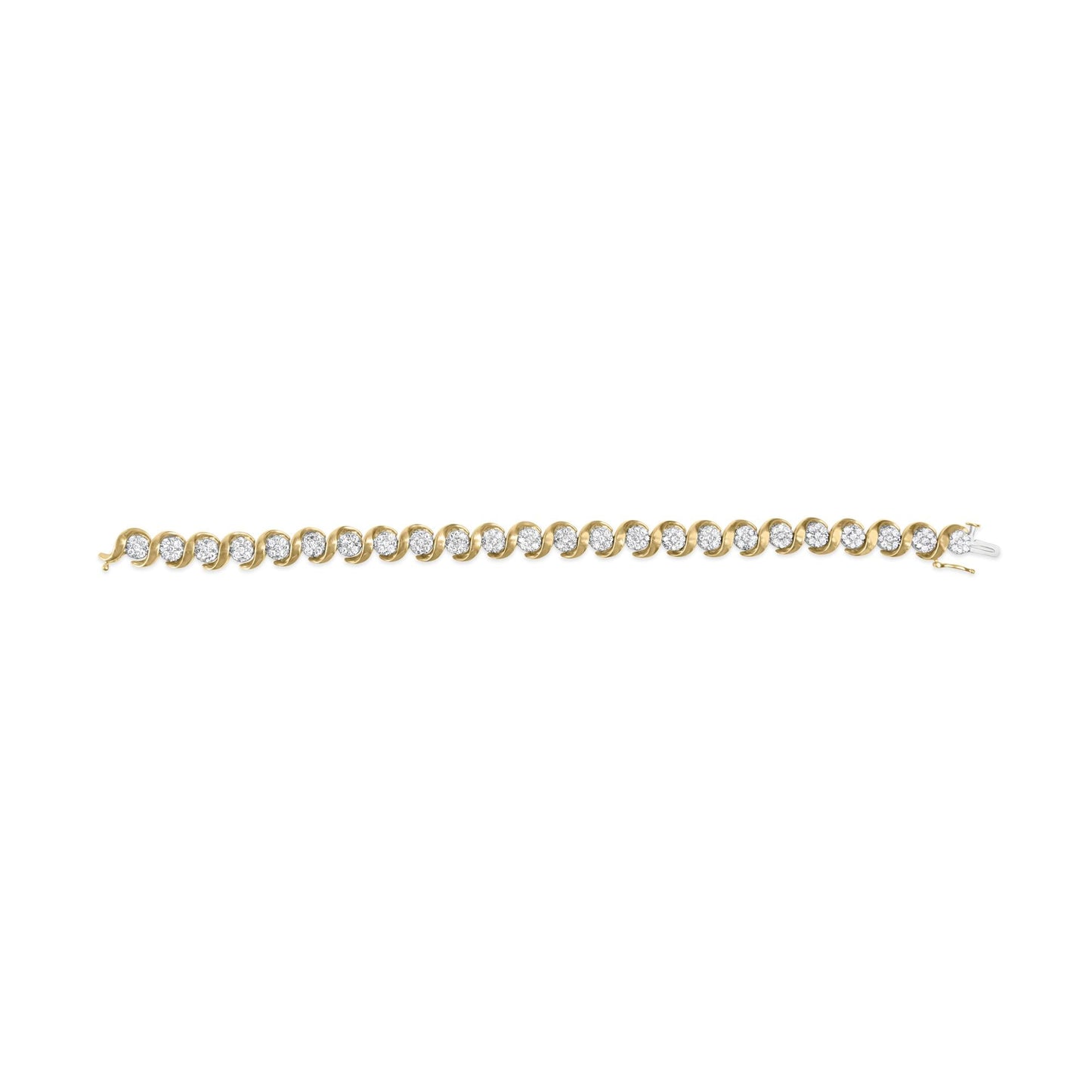 10K Yellow Gold 4.00 Cttw Round-Cut Diamond Floral Link 7.5’’ Bracelet (H-I