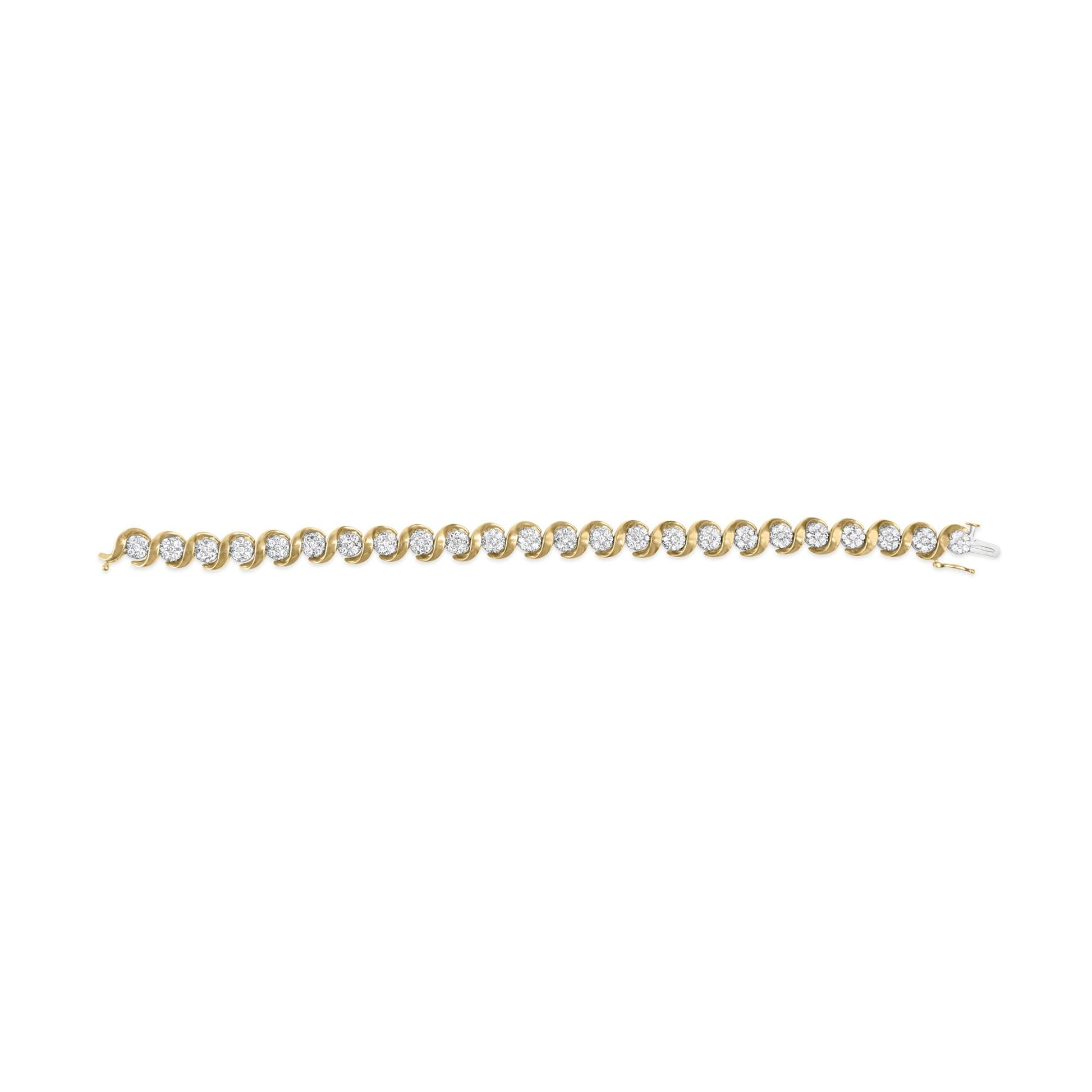 10K Yellow Gold 4.00 Cttw Round-Cut Diamond Floral Link 7.5’’ Bracelet (H-I