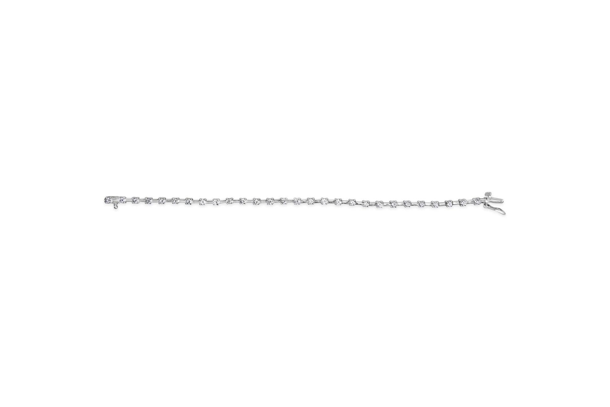 14K White Gold 2.00 Cttw Diamond Bar and Link Tennis Bracelet (H-I Color