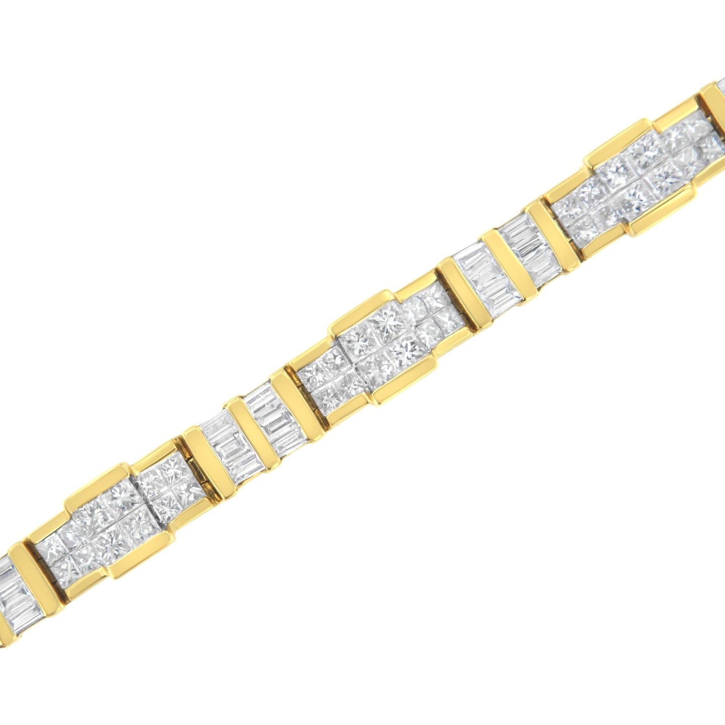 14K Yellow Gold Baguette and Princess-Cut Diamond Bracelet (8.30 cttw H-I Color