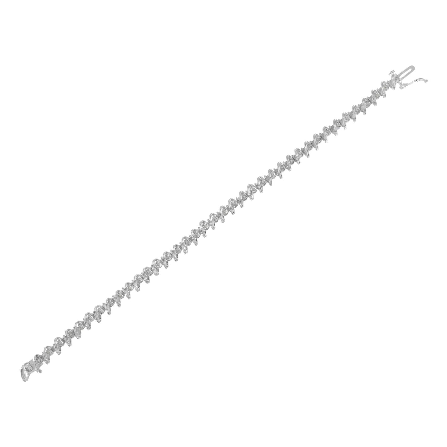 .925 Sterling Silver 1/4 cttw Miracle Set Diamond S Curve Link Bracelet (I-J