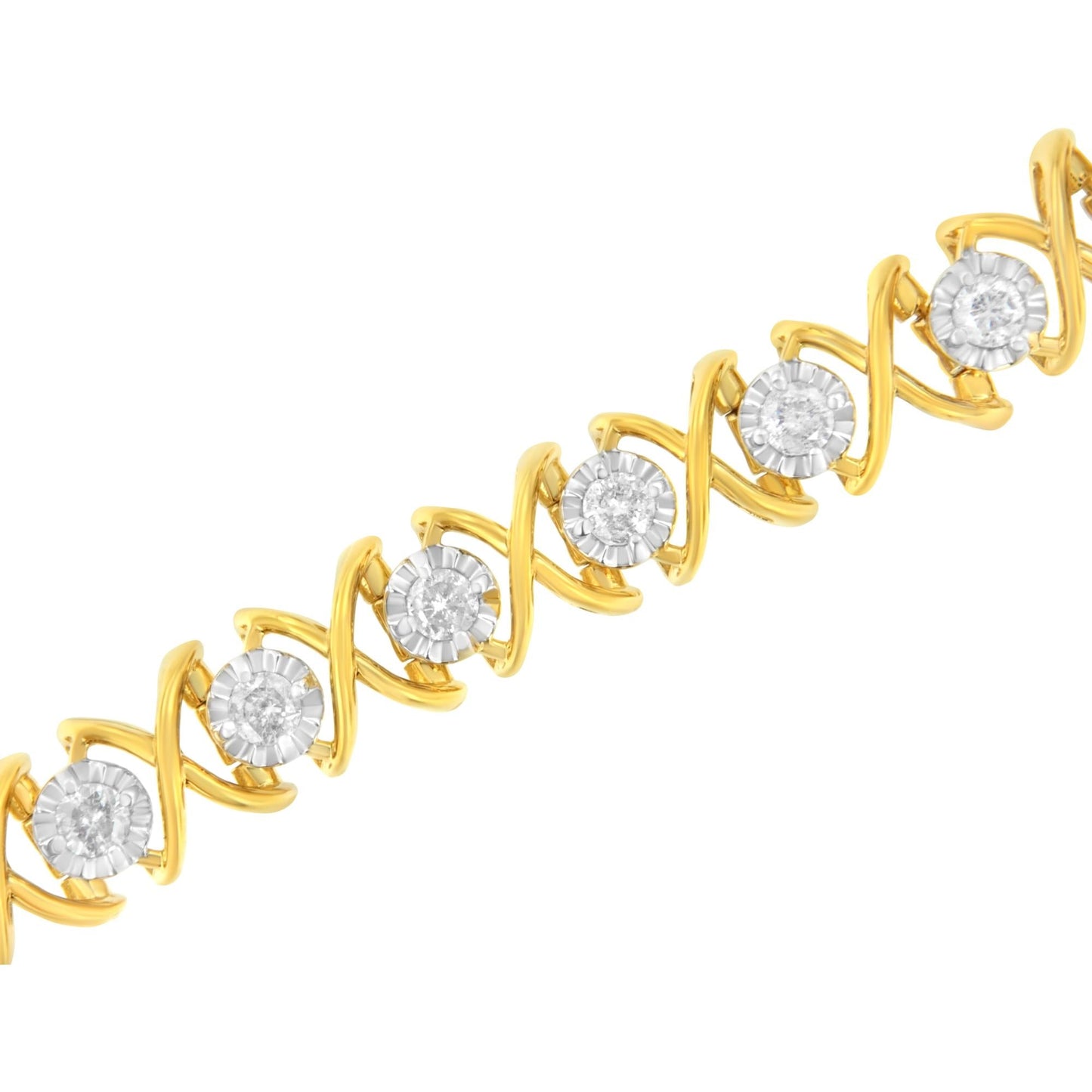 10K Yellow Gold Plated Sterling Silver 2 cttw Diamond ’XOXO’ Bracelet (J-K