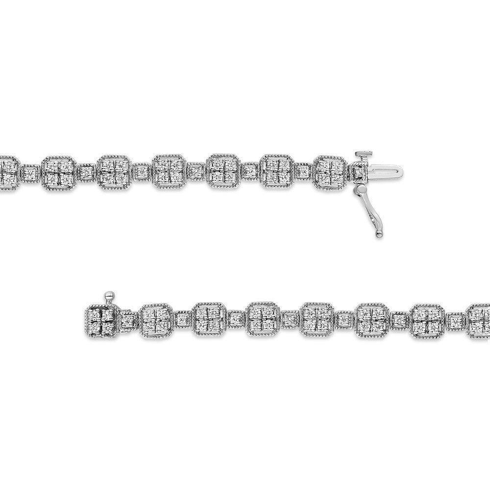 10K Gold 2.0 Cttw Diamond Square Link Bracelet (J-K Color I2-I3 Clarity) - Size