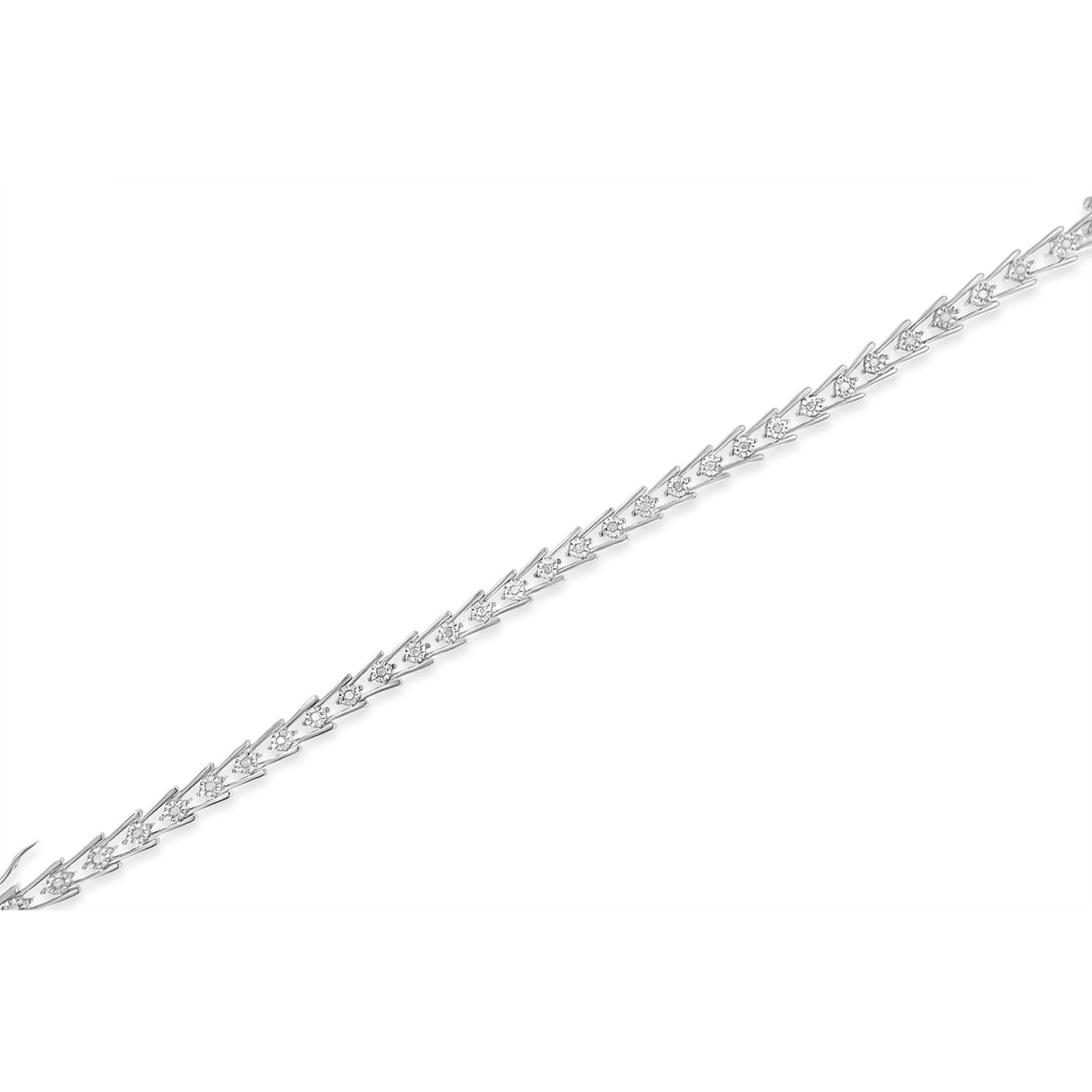 Sterling Silver Diamond Wave-Style Link Bracelet (0.5 cttw I-J Color I3