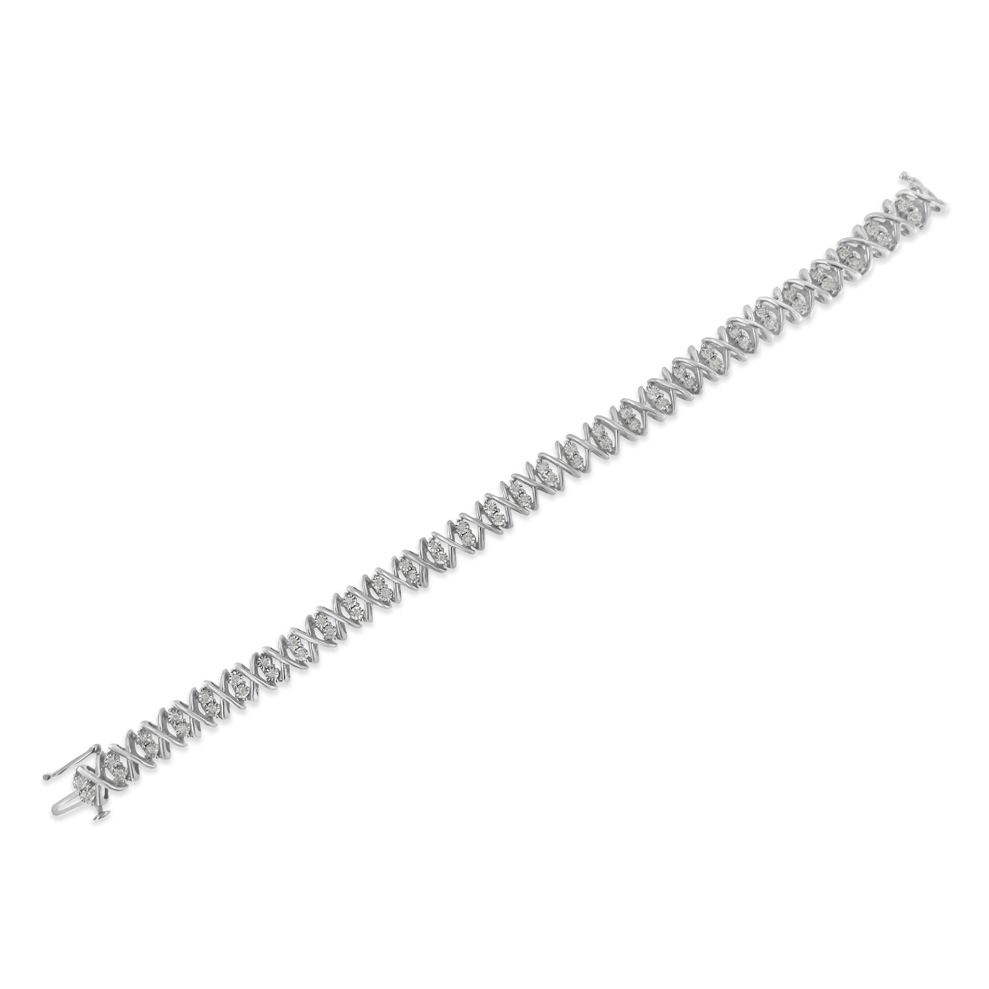 Sterling Silver rose-cut Diamond X-Link Bracelet (1 cttw I-J Color I2-I3