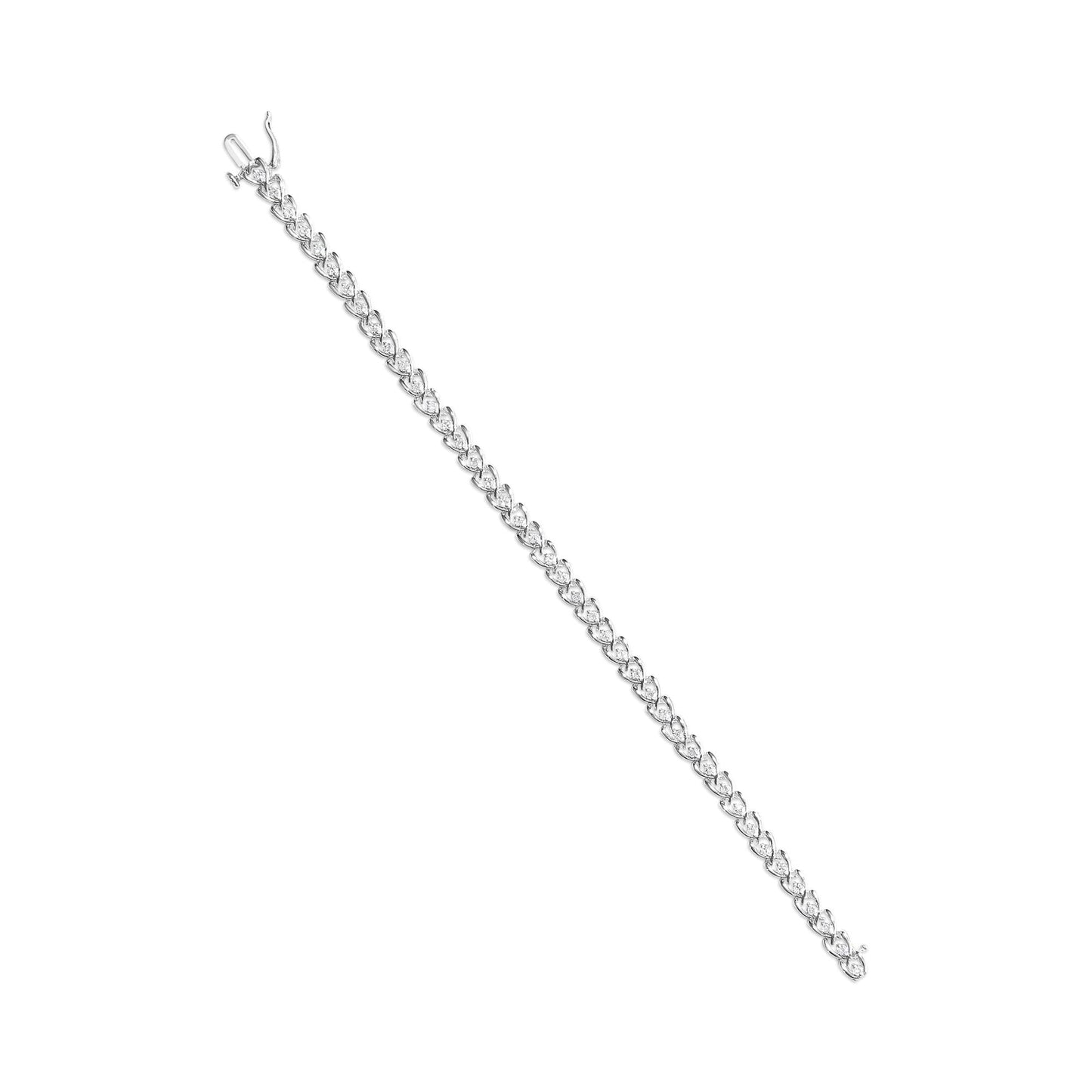 .925 Sterling Silver 1.00 Cttw Diamond C-Shaped Link Bracelet (I-J Color I3