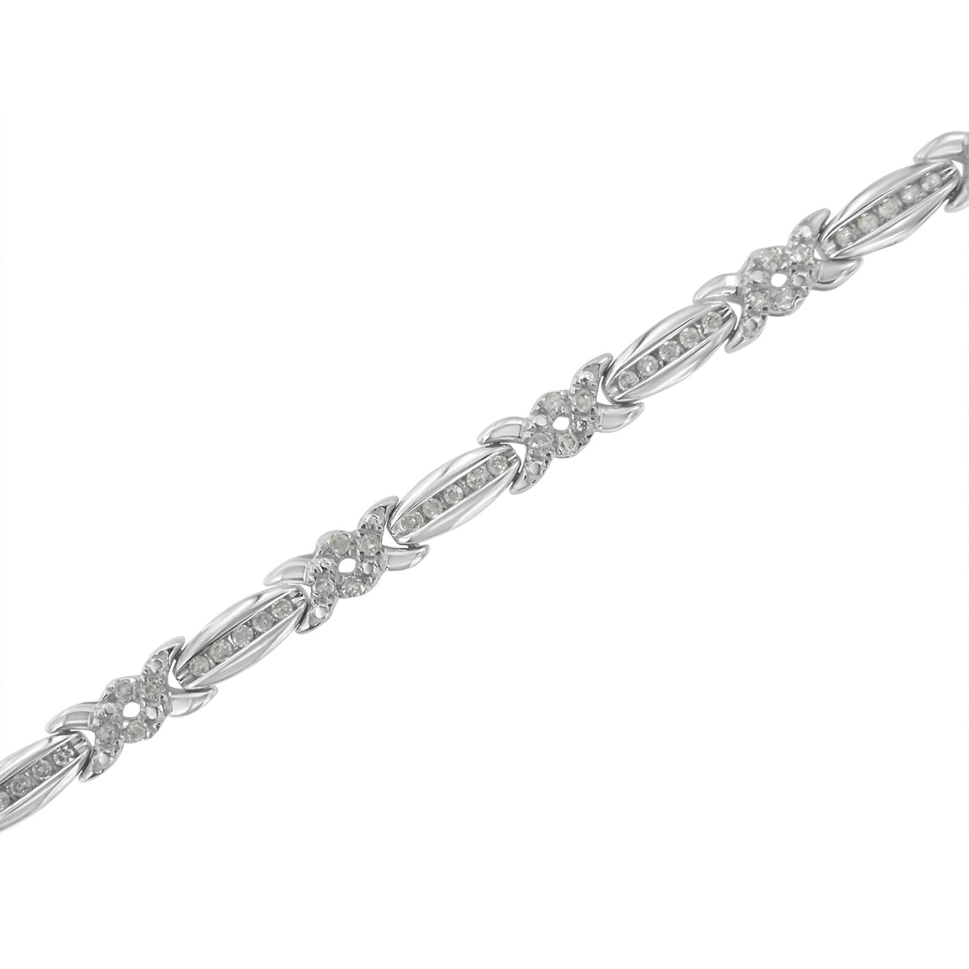 Sterling Silver Diamond X-Link Tennis Bracelet (1 cttw I-J Color I3 Clarity)