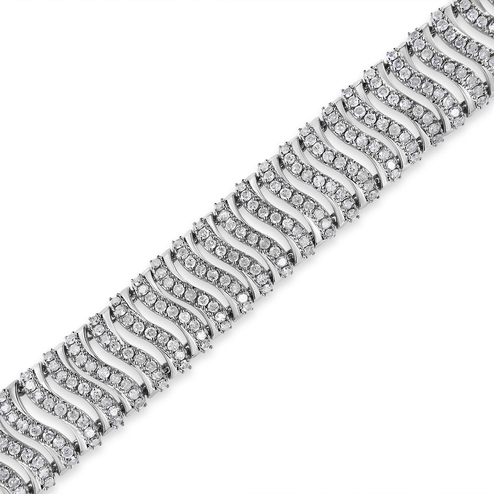 .925 Sterling Silver 5.00 Cttw Round-Cut Diamond ’S’ Link Bracelet (I-J