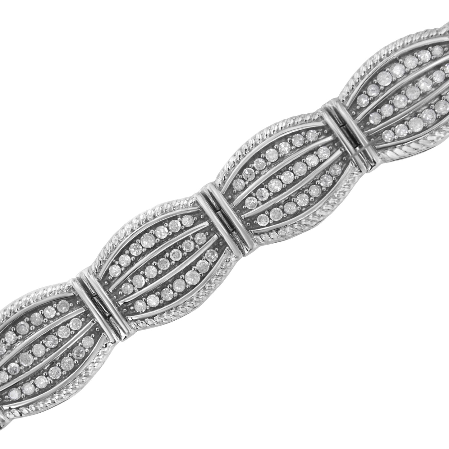 .925 Sterling Silver 3.0 Cttw Prong Set Diamond Art Deco Style Tennis Bracelet