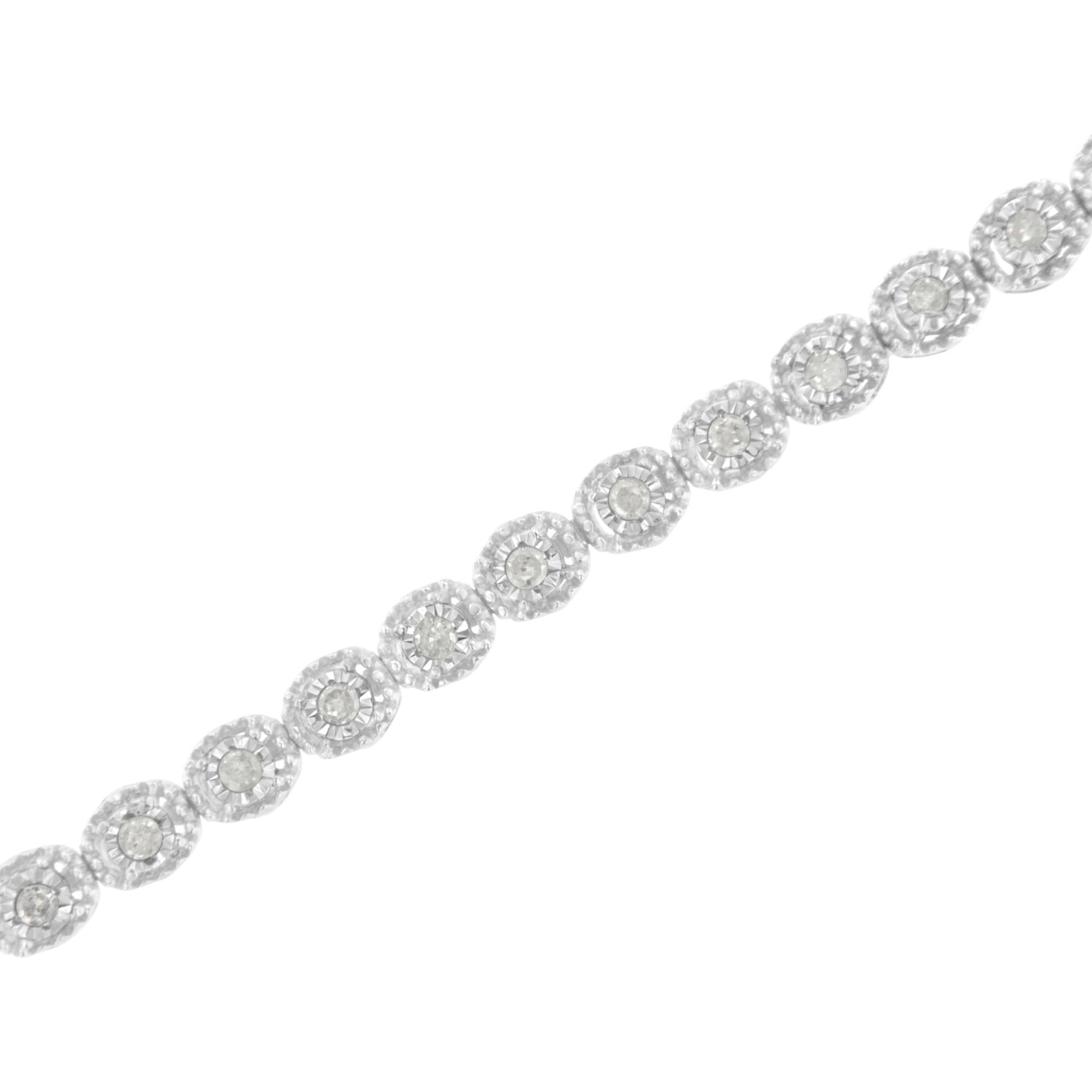 .925 Sterling Silver 1/2 cttw Miracle-Set Diamond Bezel Look Tennis Bracelet