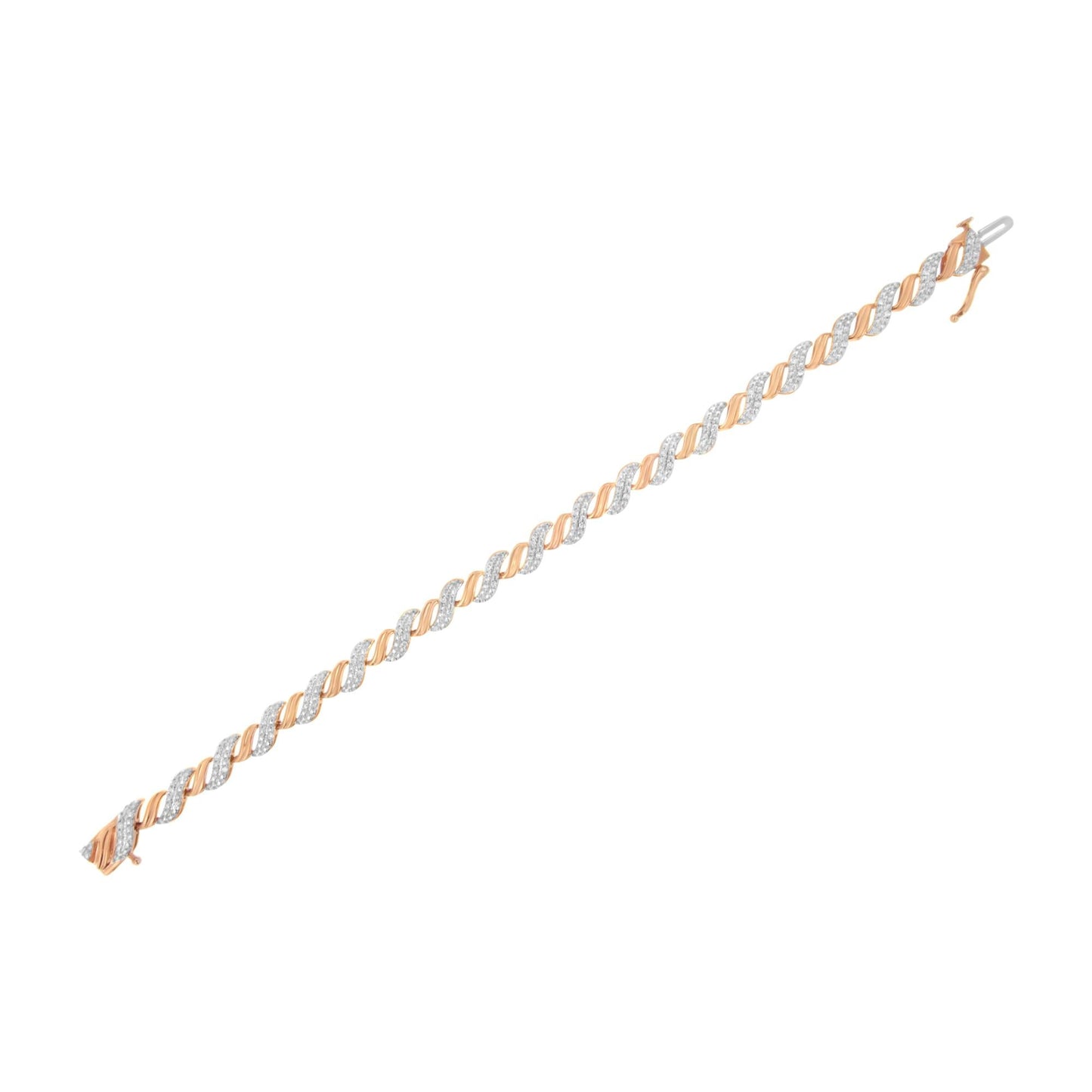 10K Rose Gold Plated.925 Sterling Silver 1/4 cttw Prong Set Round-Cut Diamond