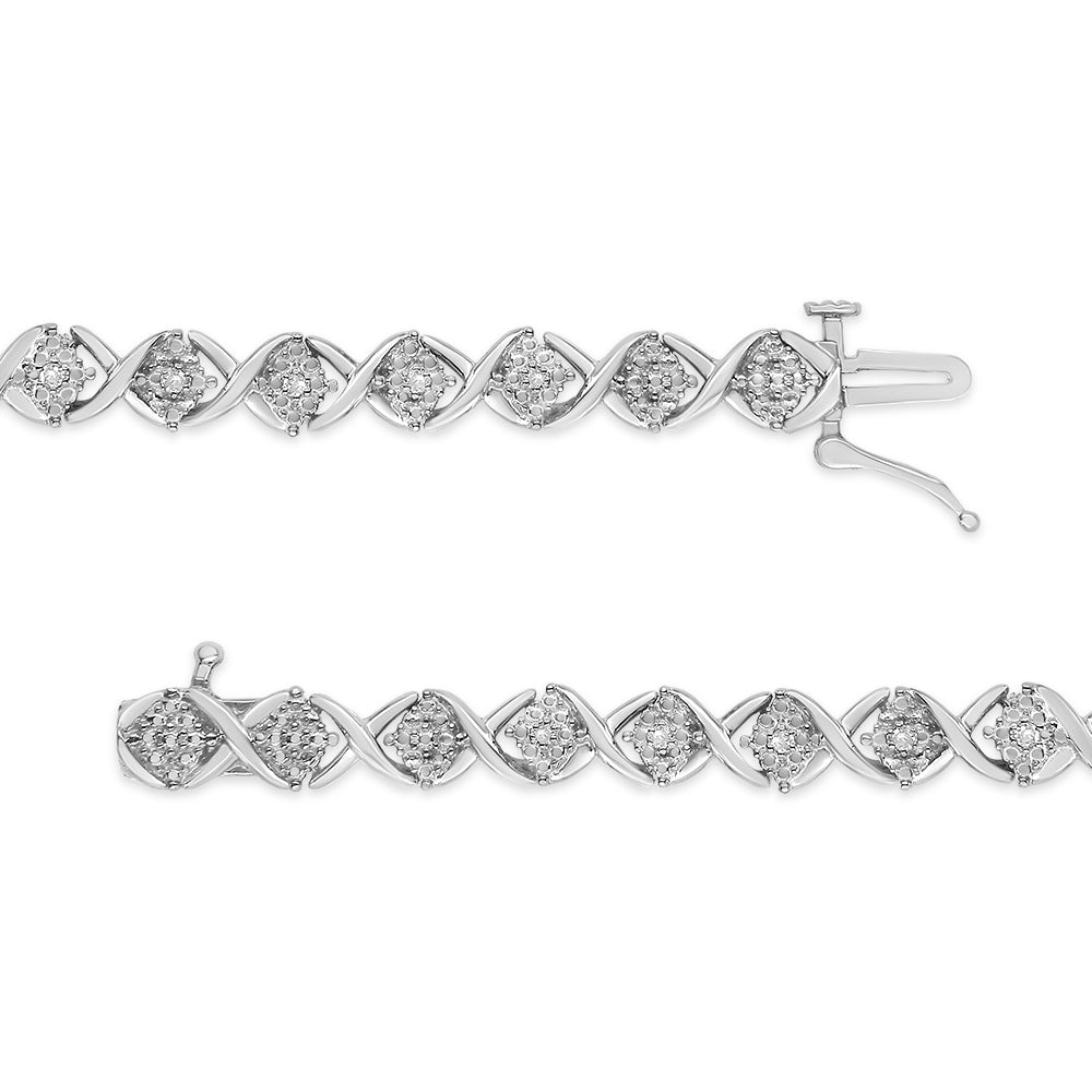 .925 Sterling Silver 1/4 Cttw Round-Cut Diamond ’X’ Link Bracelet (I-J