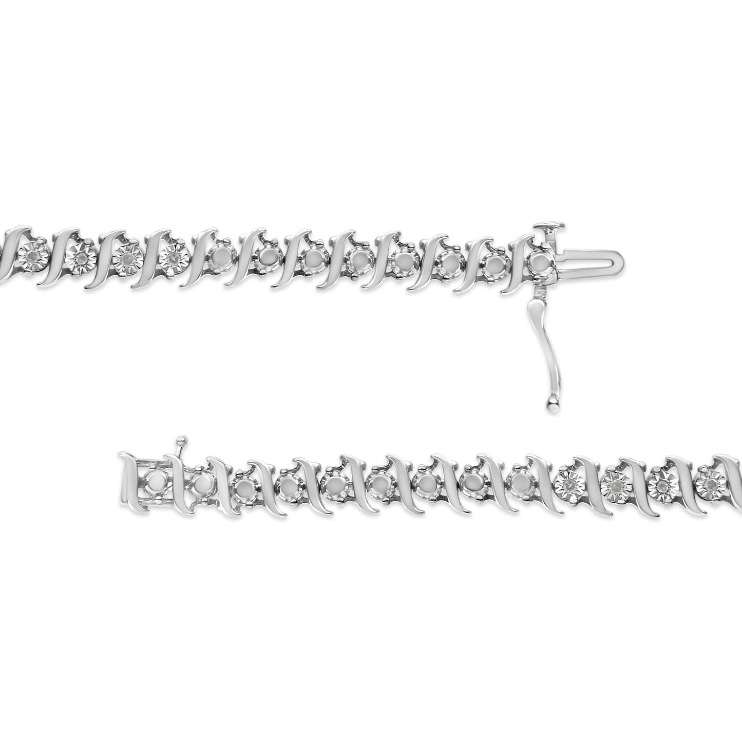 .925 Sterling Silver 1/4 Cttw Diamond Miracle-Set ’S’ Link Tennis Bracelet