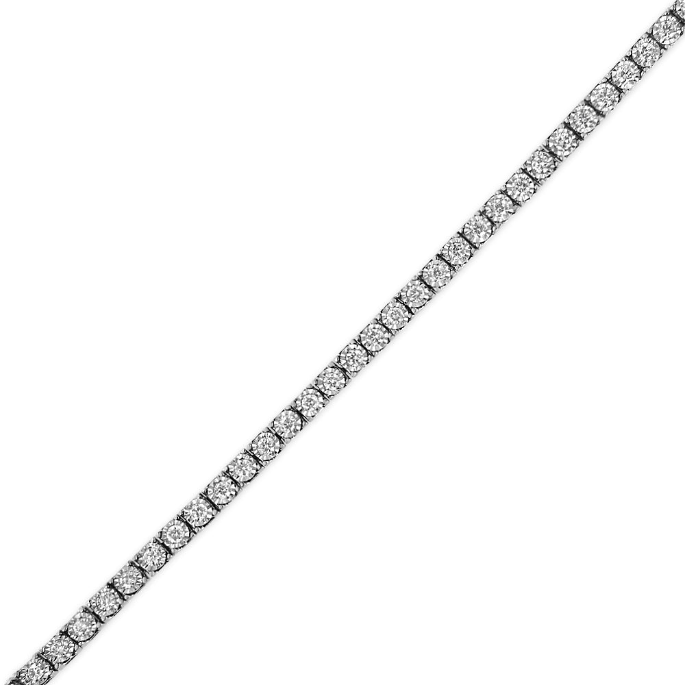 14K White Gold 1.0 Cttw Miracle Set Round-Cut Lab Grown Diamond Illusion Tennis Bracelet (F-G Color, VS2-SI1 Clarity) Size 7"