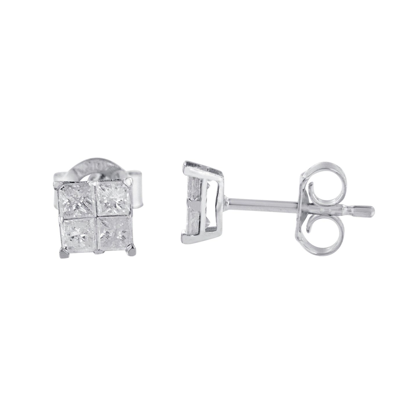 10k White Gold Diamond Stud Earrings (0.60 cttw I-J Color I2-I3 Clarity)