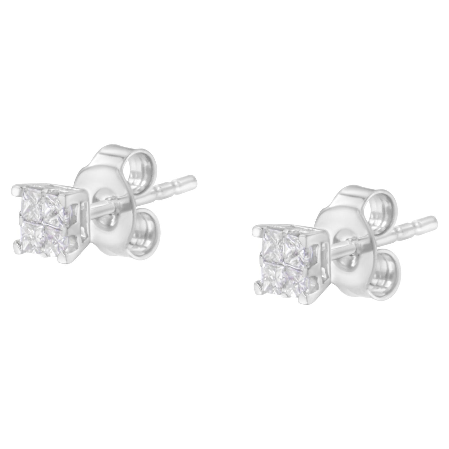 10KT White Gold Diamond Composite Stud Earring (1/4 cttw H-I Color I1-I2