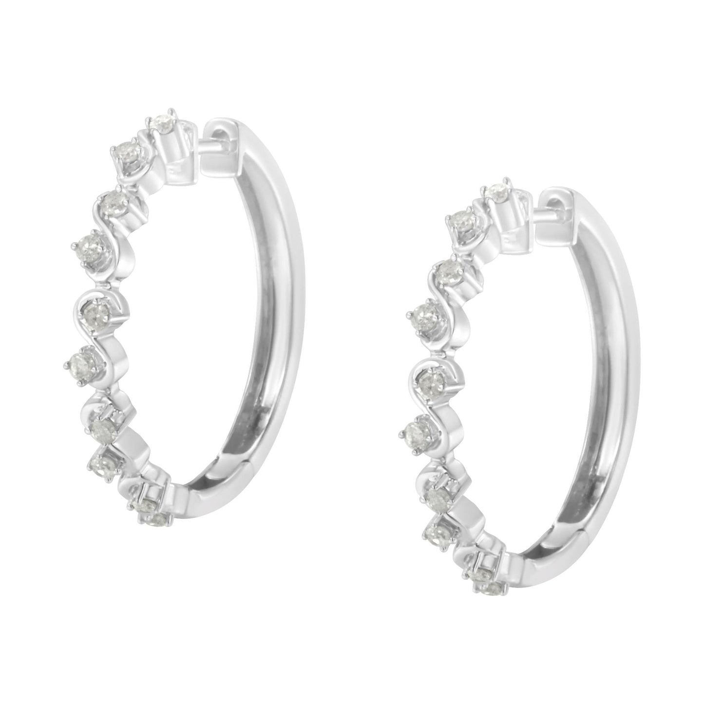 Sterling-Silver Diamond Hoop Earring (1/2 cttw I-J Color I3 Clarity)