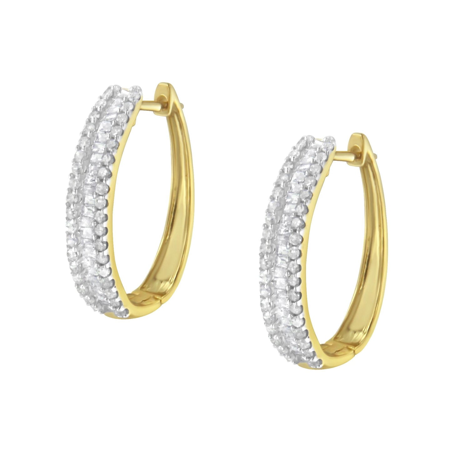 10K Yellow Gold Diamond Hoop Earring (3/4 cttw I-J Color I2-I3 Clarity)