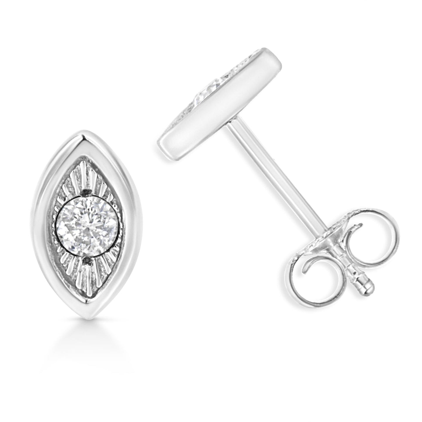 .925 Sterling Silver 1/10 Cttw Miracle-Set Diamond Stud Earrings (I-J Color