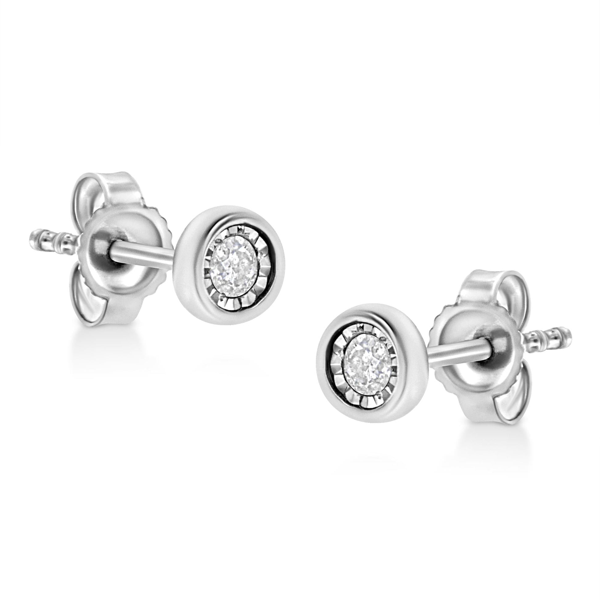 .925 Sterling Silver 1/10 Cttw Miracle-Set Diamond Stud Earrings (I-J Color