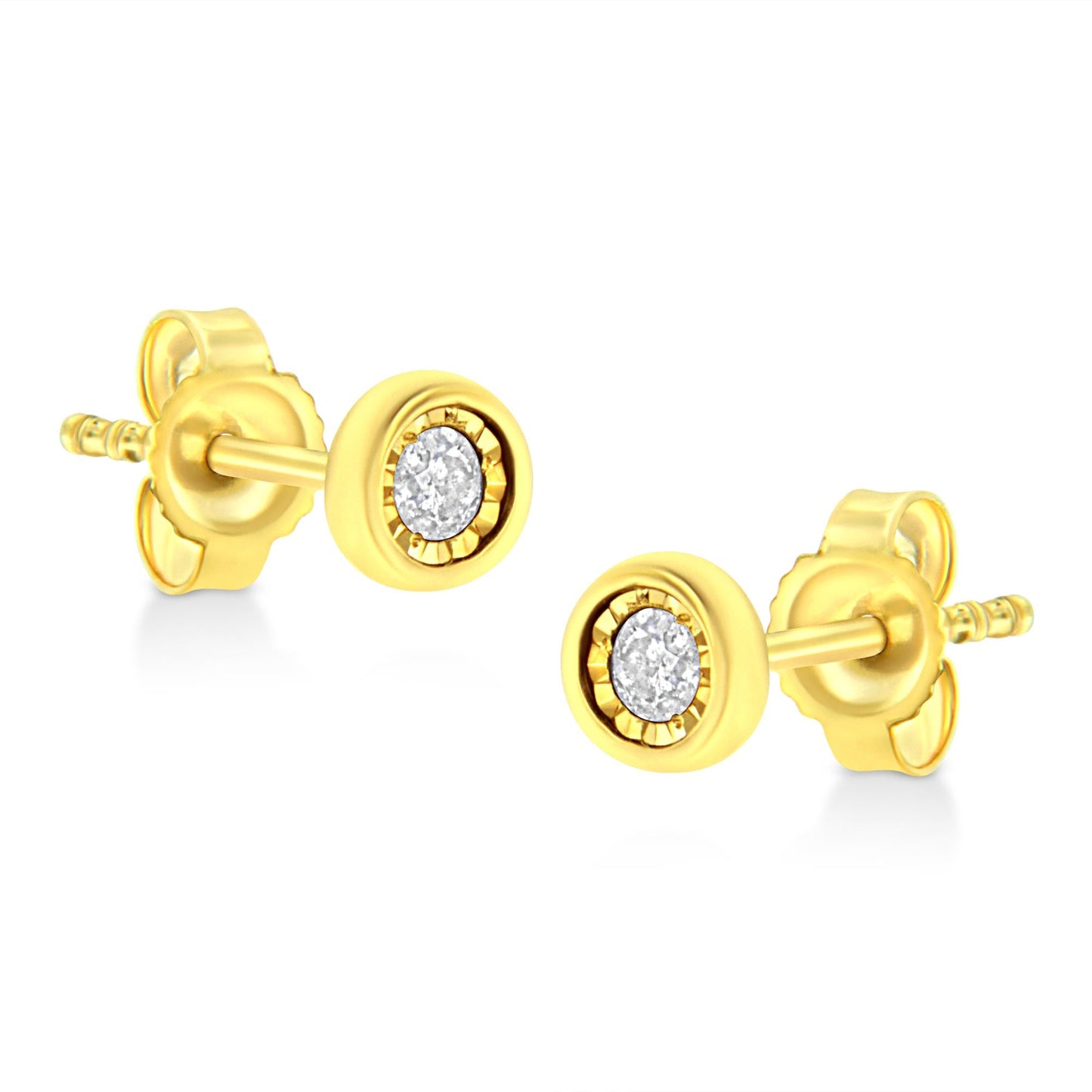 10K Yellow Gold Plated.925 Sterling Silver 1/10 Cttw Miracle-Set Diamond Stud