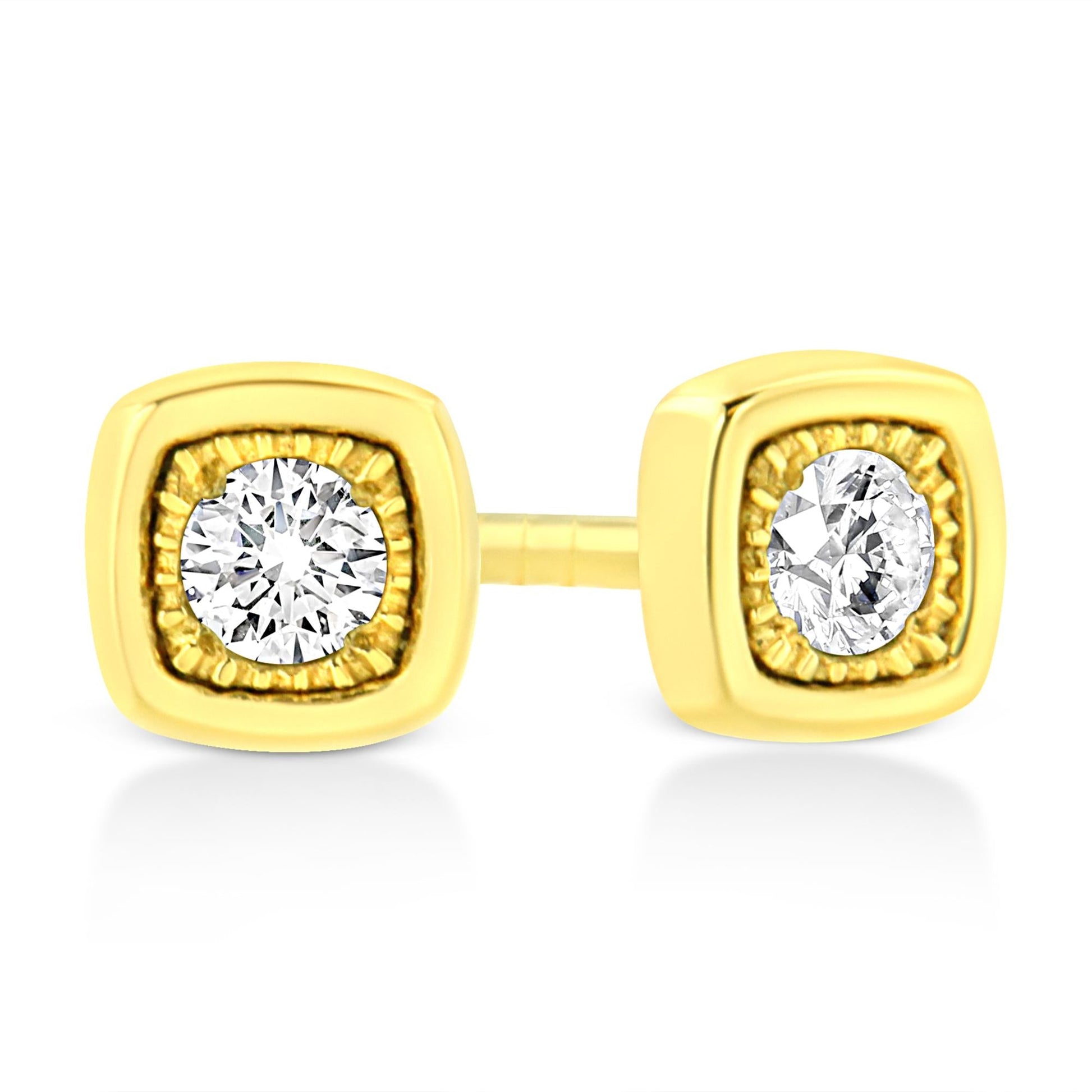 10K Yellow Gold Plated.925 Sterling Silver 1/10 Cttw Miracle-Set Diamond Stud