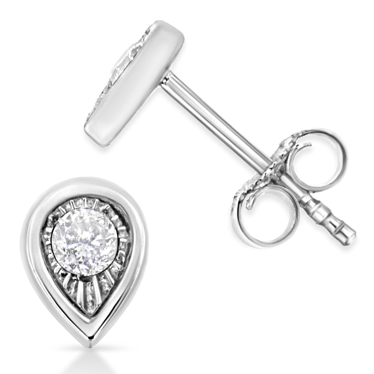 .925 Sterling Silver 1/10 Cttw Miracle-Set Diamond Stud Earrings (I-J Color