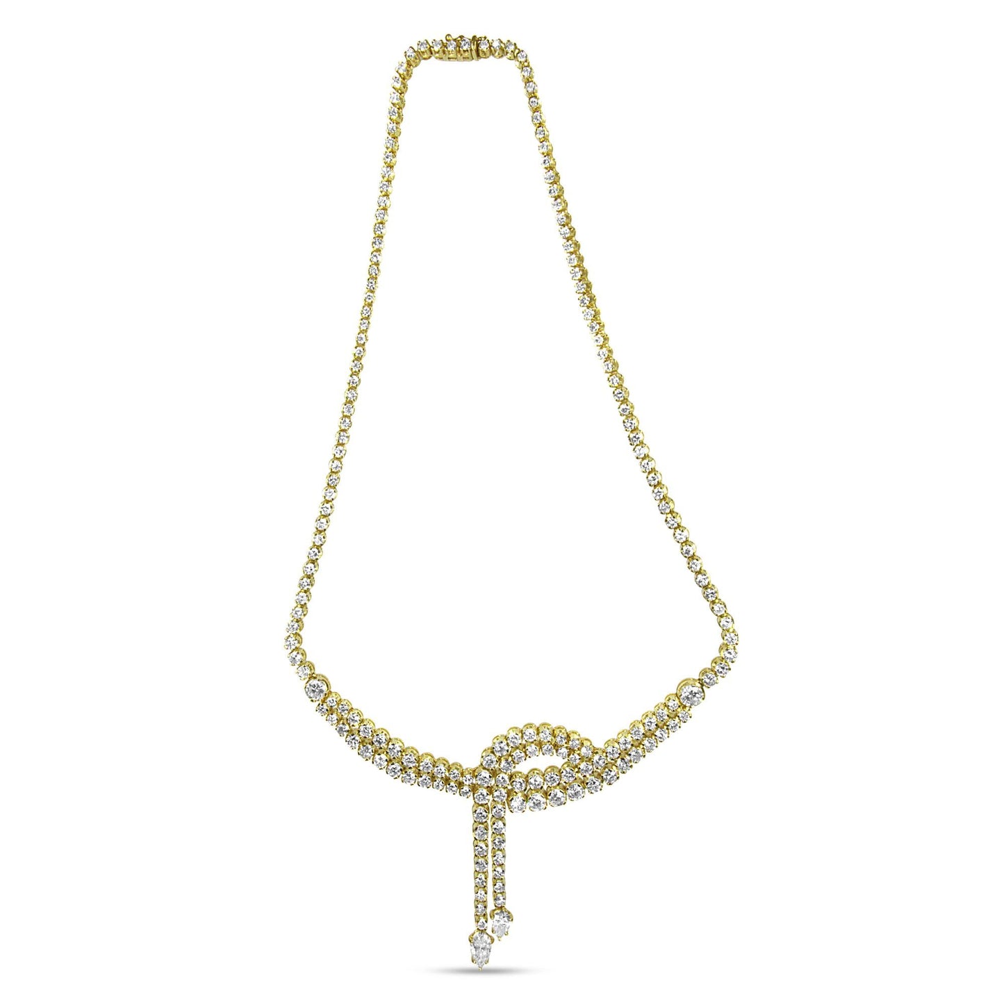 14k Yellow Gold 17.0 Cttw Diamond Double Row Lariat 18’’ Inch Tennis