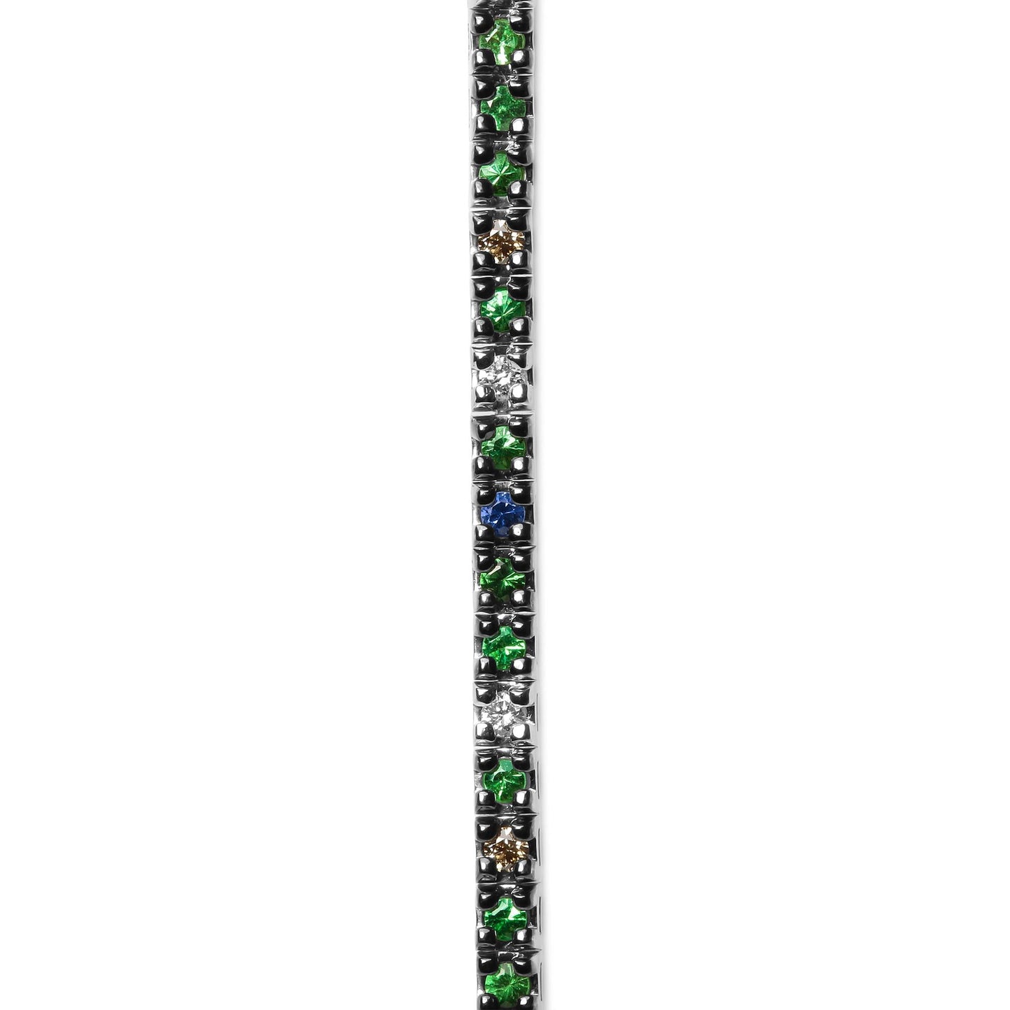 18K White Gold 3/8 Cttw Diamond with Blue Sapphire and Green Tsavorite Gemstone