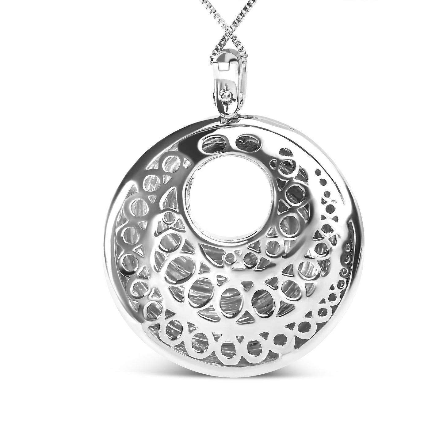 .925 Sterling Silver Endless Wave Swirl Statement Medallion 18’’ Pendant