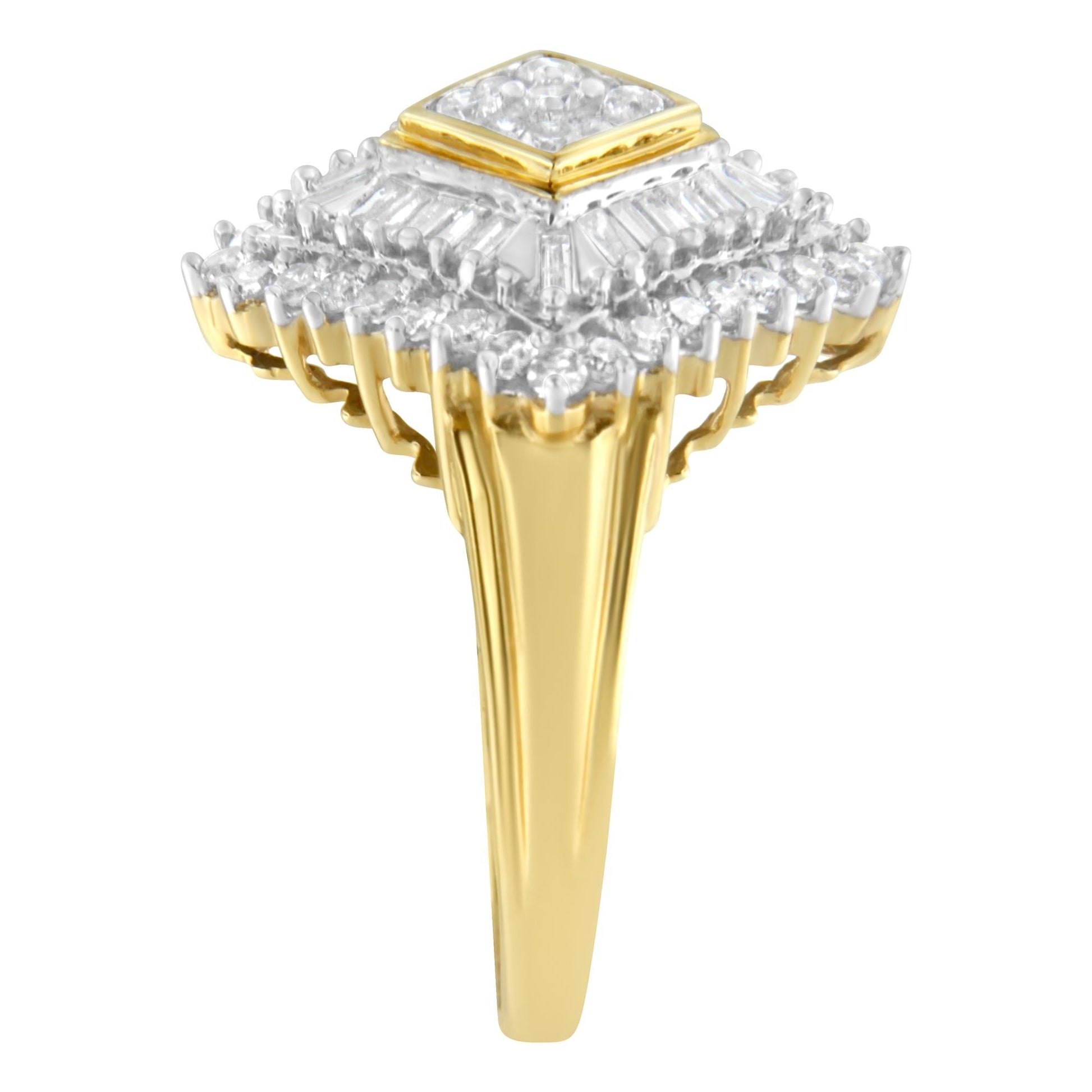 10K Yellow Gold Diamond Ballerina Ring (1 Cttw I-J Color I1-I2 Clarity)